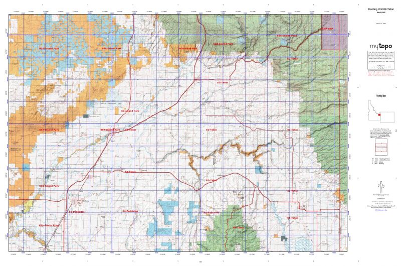 Unit 62 Idaho Hunting Boundary and Topo Maps